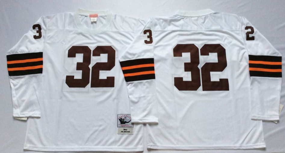 Men NFL Cleveland Browns #32 Brown white Mitchell Ness jerseys